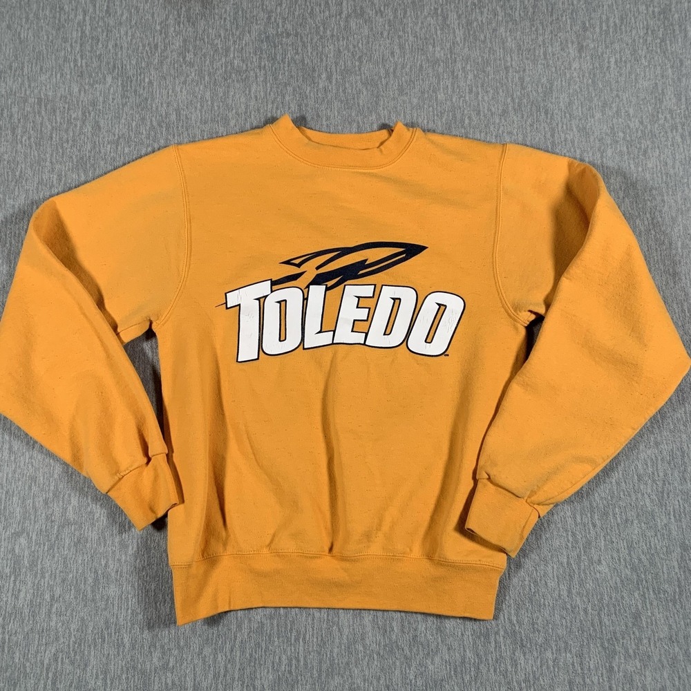 Toledo Rockets Sweater Mens XS Yellow‎ NCAA College Football Champion Fleece